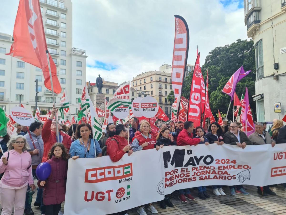 Imagen de la manifestacin del 1 de Mayo en Mlaga